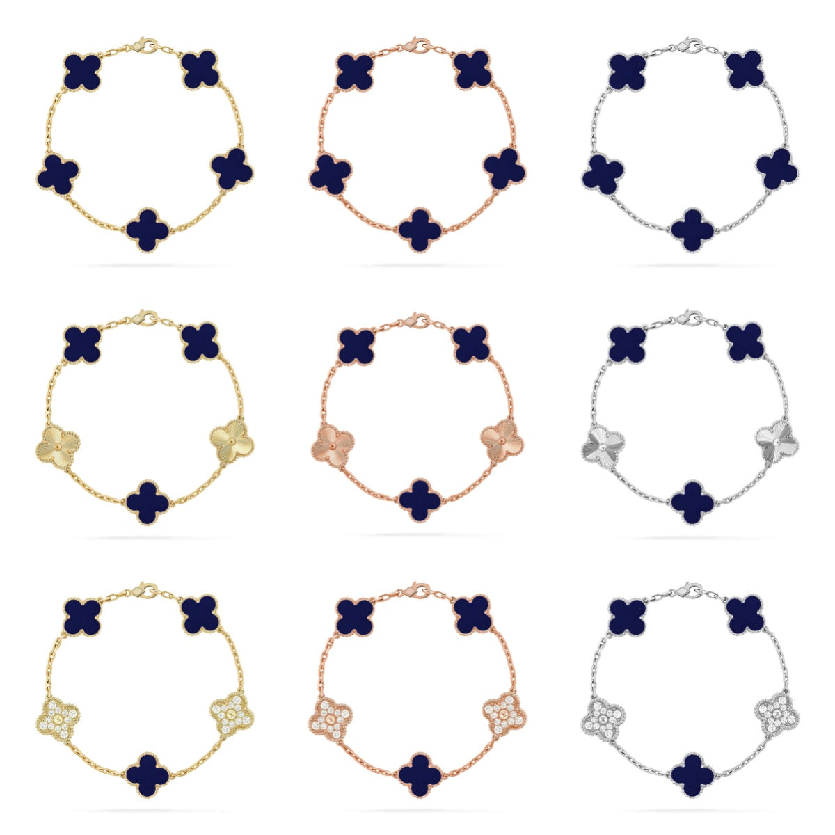 [Regal Jewels]CLOVER 5 MOTIF LAPIS LAZULI BRACELET COLLECTION