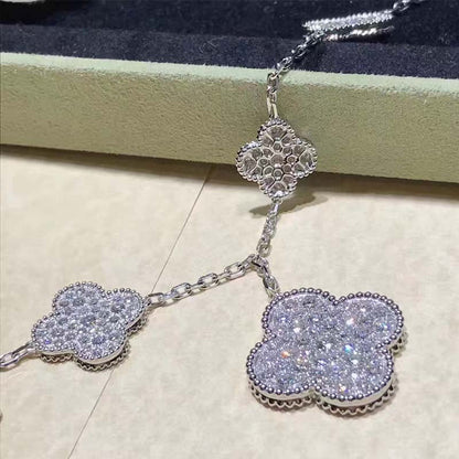 [Regal Jewels]CLOVER 6 MOTIFS SILVER DIAMOND BRACELET