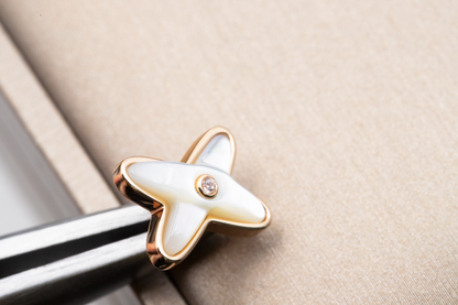 [Regal Jewels]JEUX DE WHITE MOP PINK GOLD DIAMOND EARRINGS