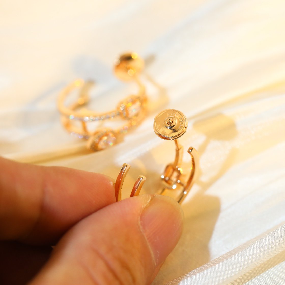 [Regal Jewels]CREOLES MY TWIN 2 RANGS SILVER DIAMOND EARRINGS