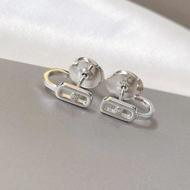 [Regal Jewels]CREOLES MOVE UNO MINI 1 DIAMOND EARRINGS