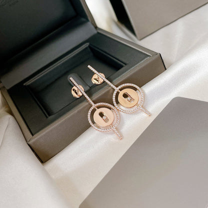 [Regal Jewels]LUCKY MOVE ARROW PINK GOLD DIAMOND EARRINGS