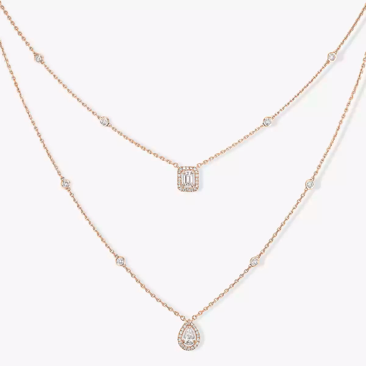 [Regal Jewels]Diamond Necklace My Twin 2 Rows