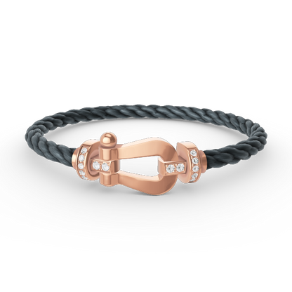 [Regal Jewels]FORCE LARGE HORSESHOE HALF DIAMOND BRACELET ROSE GOLD