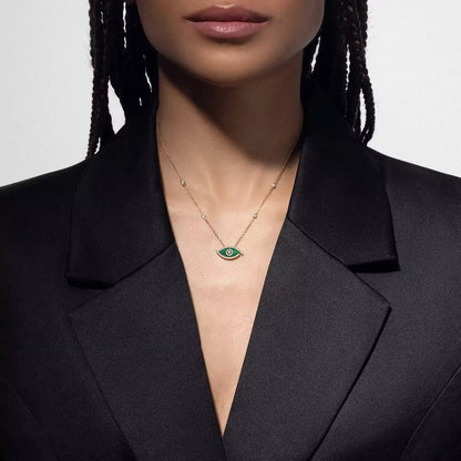 [Regal Jewels]Lucky Eye Diamond Necklace in Rose Gold and Turquoise