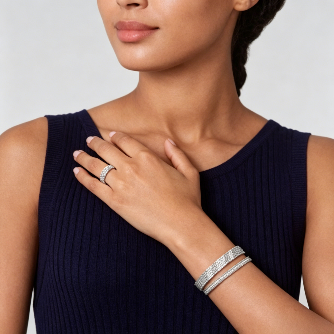 [Regal Jewels] THREE-ROW DIAMOND RING
