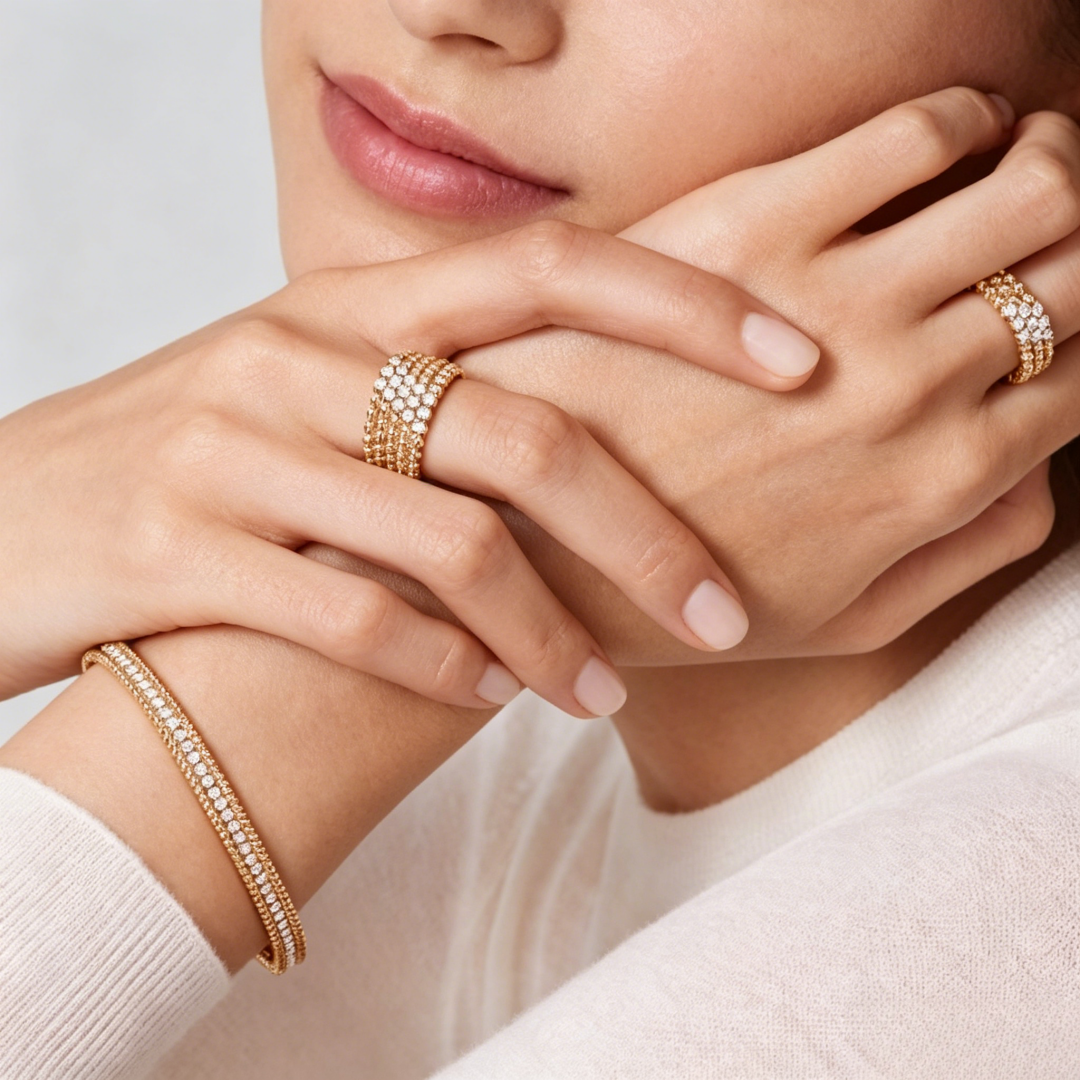 [Regal Jewels] THREE-ROW DIAMOND RING