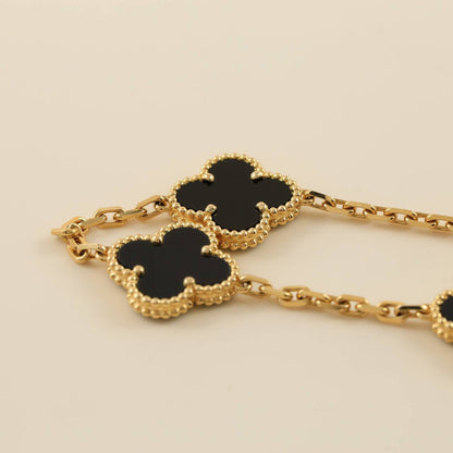 [Regal Jewels]CLOVER  5 MOTIFS BLACK ONYX BRACELET