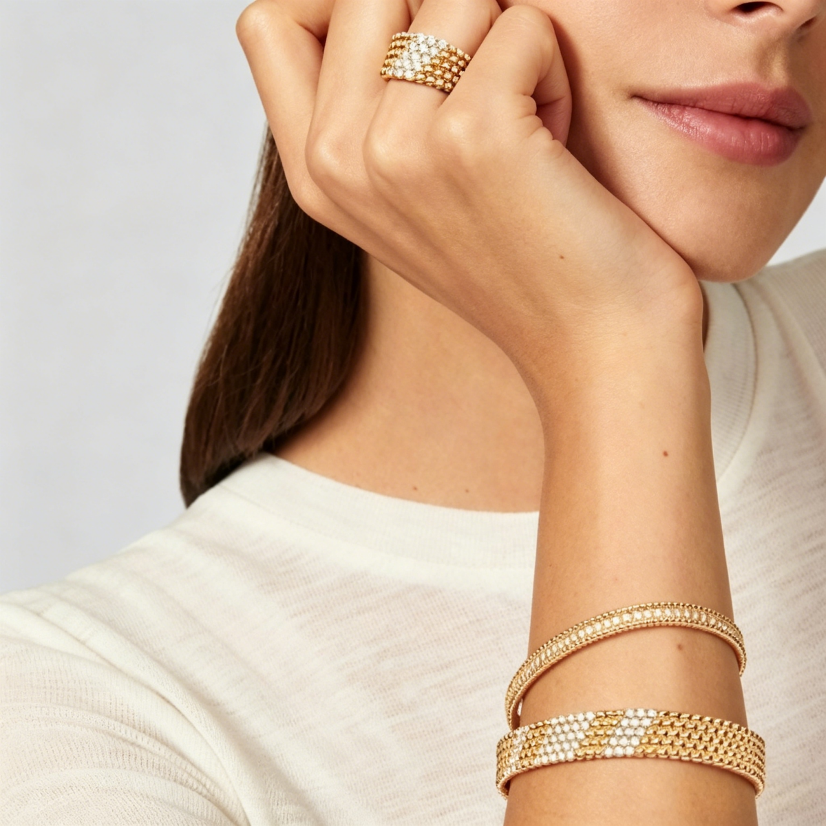 [Regal Jewels]  FIVE-ROW DIAMOND BRACELET