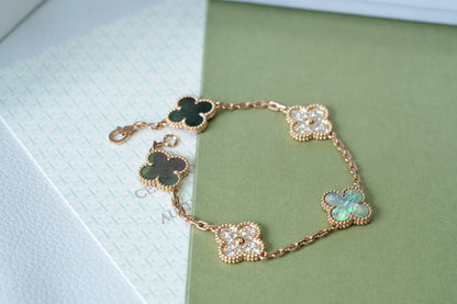[Regal Jewels]CLOVER 5 MOTIF GRAY MOP BRACELET COLLECTION
