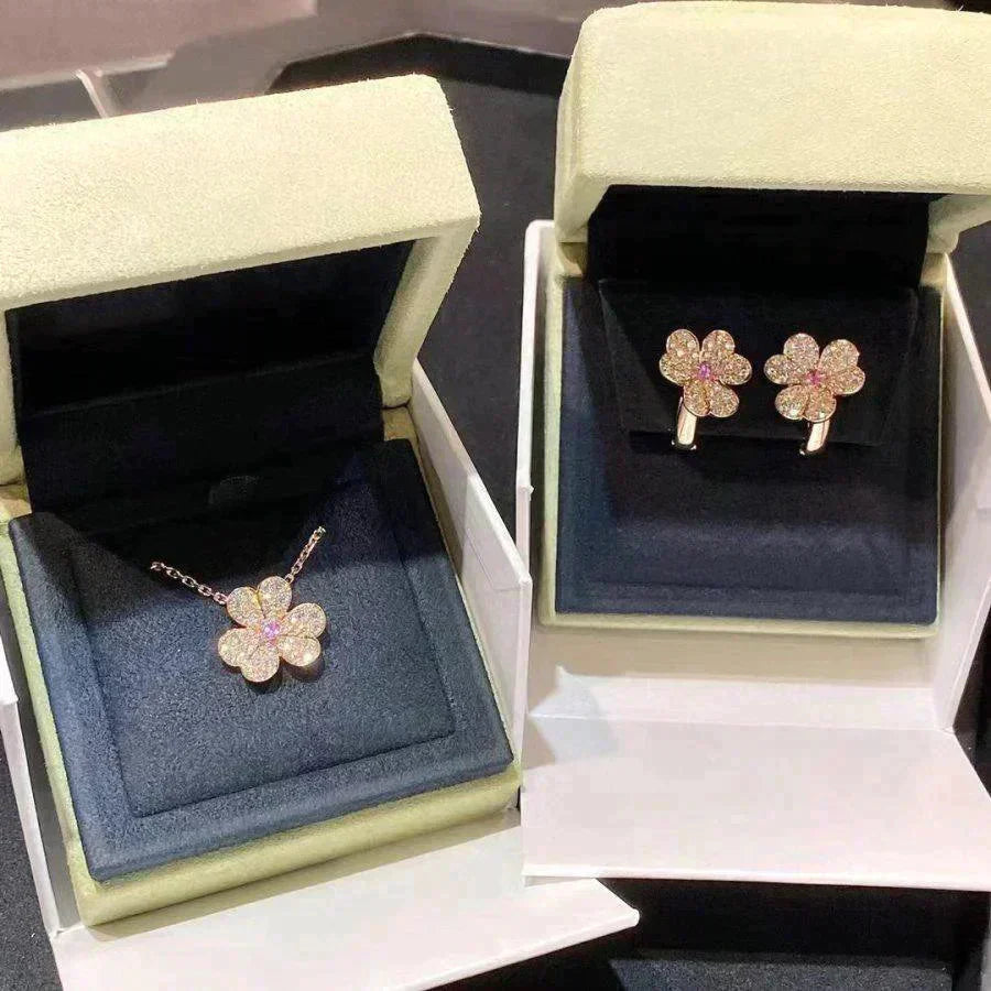 [Regal Jewels]FRIVOLE ROSE GOLD FLOWER DIAMOND NECKLACE