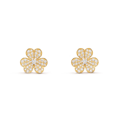 [Regal Jewels]FRIVOLE GOLD FLOWER DIAMOND EARRINGS
