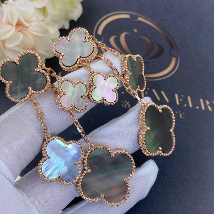[Regal Jewels]CLOVER EARRINGS DARK MOP 4 MOTIFS ROSE GOLD