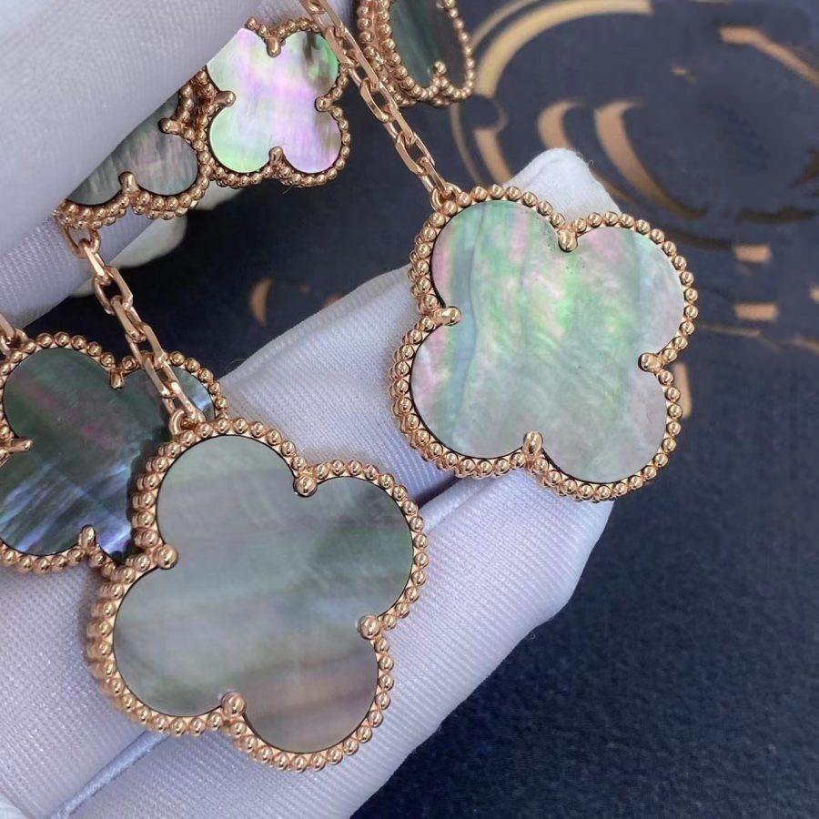 [Regal Jewels]CLOVER EARRINGS DARK MOP 4 MOTIFS ROSE GOLD