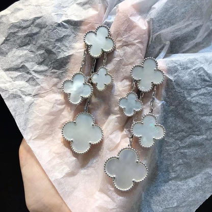 [Regal Jewels]CLOVER EARRINGS WHITE MOP 4 MOTIFS SILVER