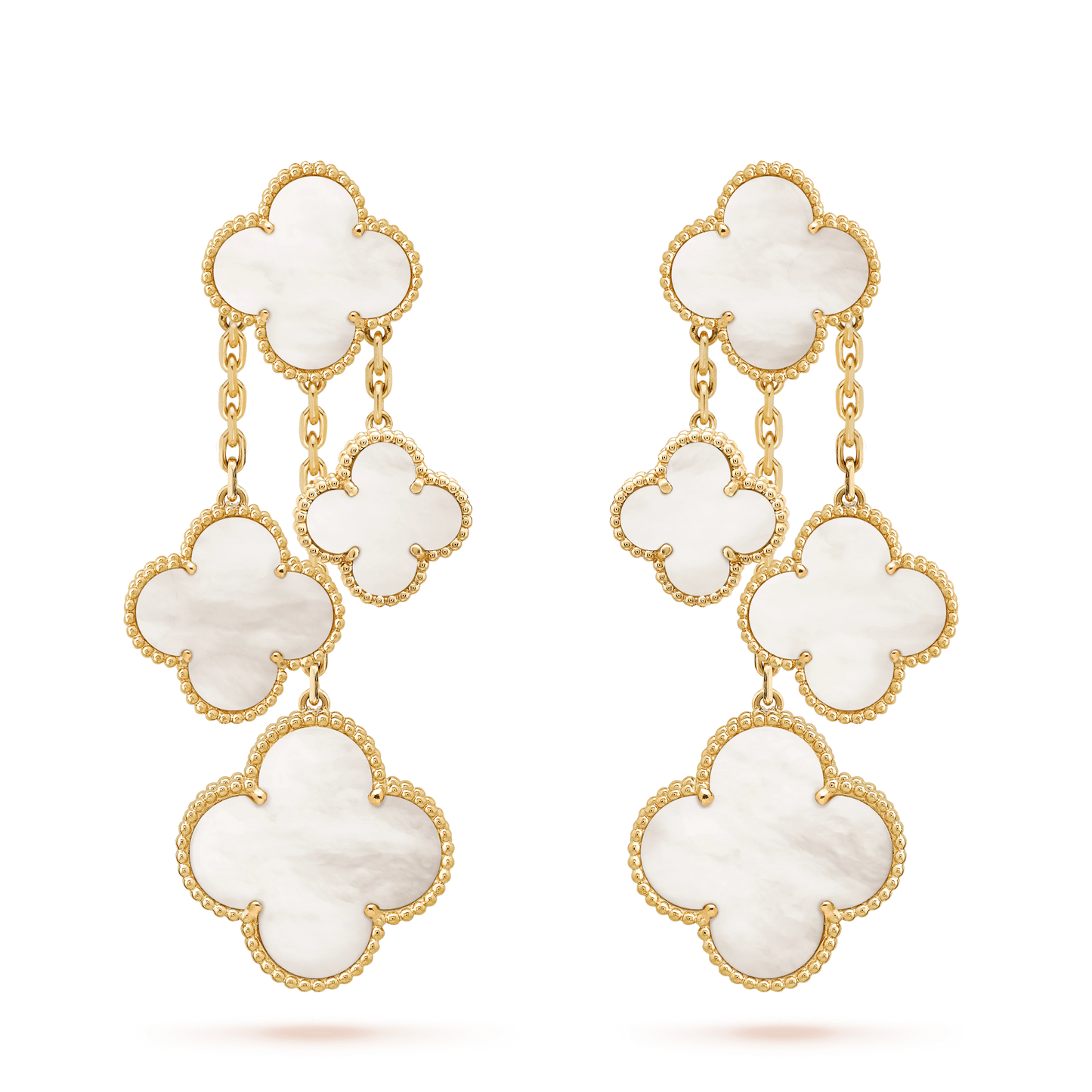 [Regal Jewels]CLOVER EARRINGS WHITE MOP 4 MOTIFS GOLD
