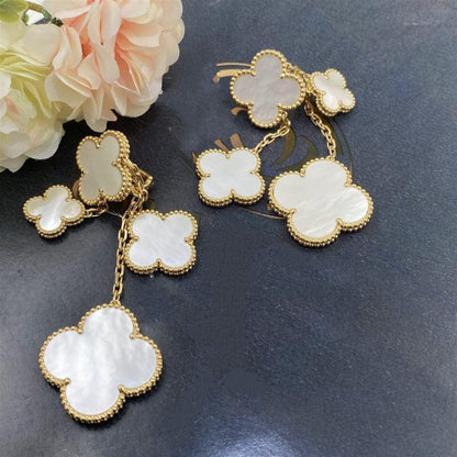 [Regal Jewels]CLOVER EARRINGS WHITE MOP 4 MOTIFS GOLD