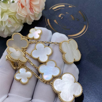 [Regal Jewels]CLOVER EARRINGS WHITE MOP 4 MOTIFS GOLD