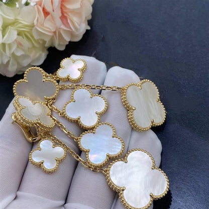 [Regal Jewels]CLOVER EARRINGS WHITE MOP 4 MOTIFS GOLD