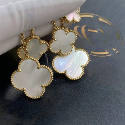 [Regal Jewels]CLOVER EARRINGS WHITE MOP 4 MOTIFS GOLD