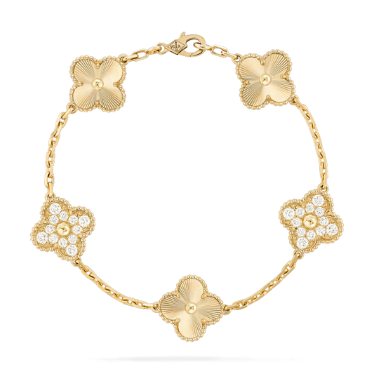 [Regal Jewels]CLOVER BRACELET 5 MOTIFS GOLD DIAMOND