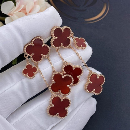 [Regal Jewels]CLOVER EARRINGS CARNELIAN 4 MOTIFS PINK GOLD