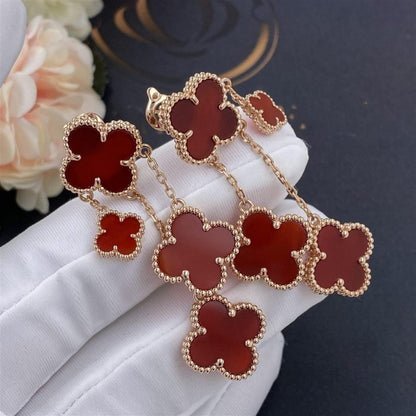 [Regal Jewels]CLOVER EARRINGS CARNELIAN 4 MOTIFS PINK GOLD