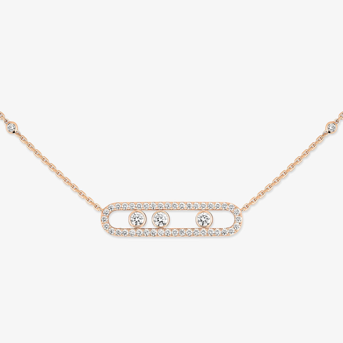[Regal Jewels] Move Pave_ Rose Gold Diamond Necklace