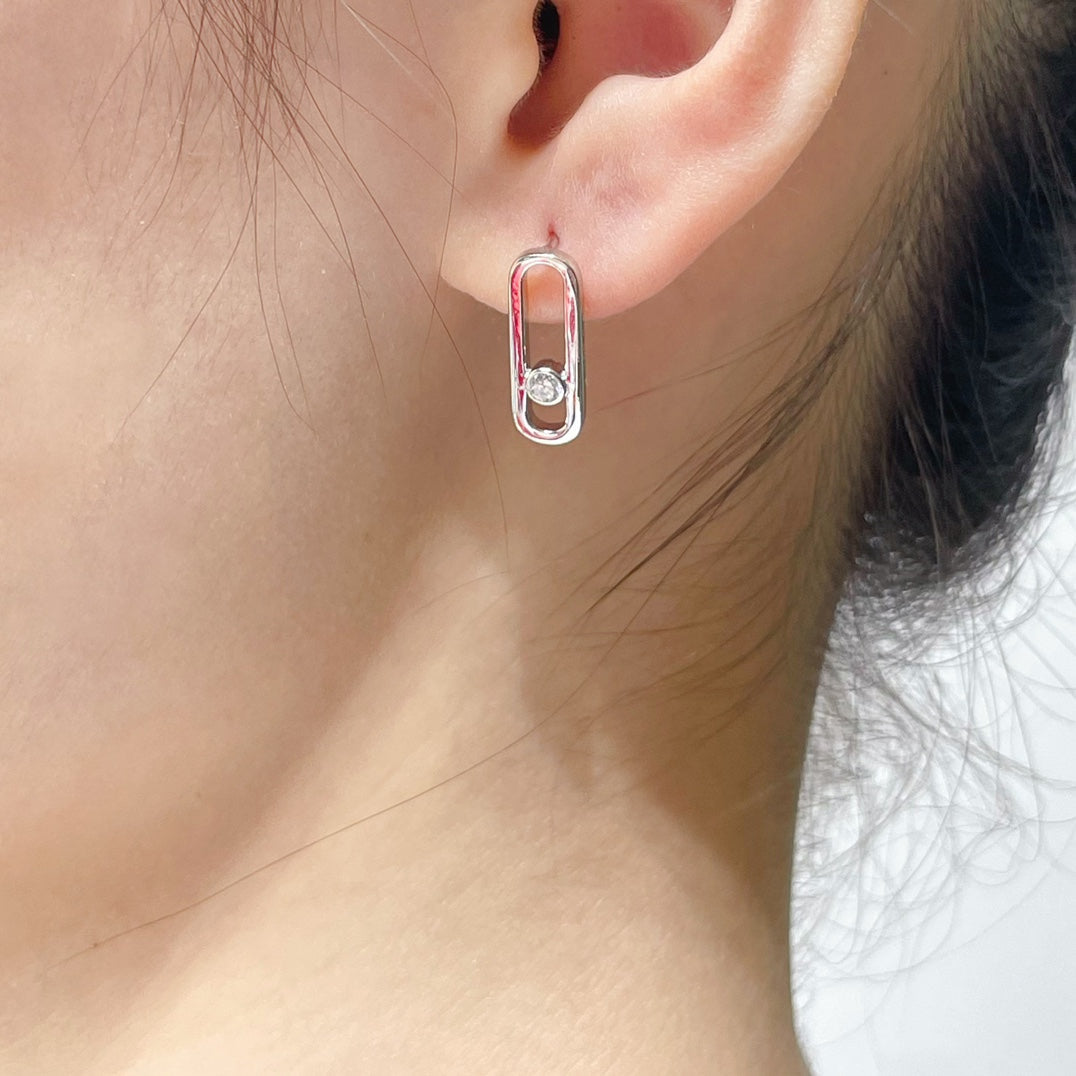 [Regal Jewels]MOVE UNO SMALL 1 DIAMOND EARRINGS