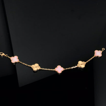 [Regal Jewels]CLOVER BRACELET 5 MOTIF PINK AND PINK GOLD